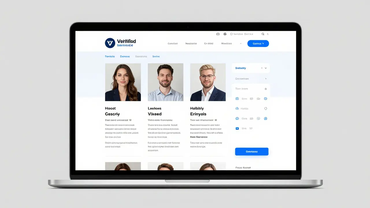 A professional escort profile on a trusted website with real photos, bios, and reviews, no explicit content.