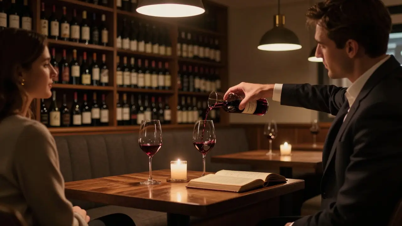 An intimate wine cellar lounge with rare bottles and candlelit conversation.