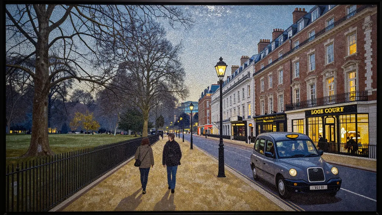 Subtle London scenes at twilight symbolizing discreet, respectful encounters.