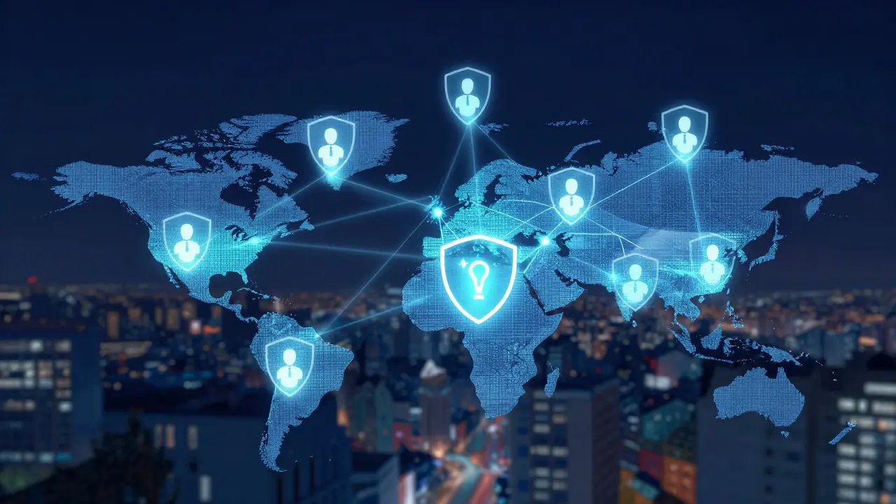 Abstract digital network representing online verification